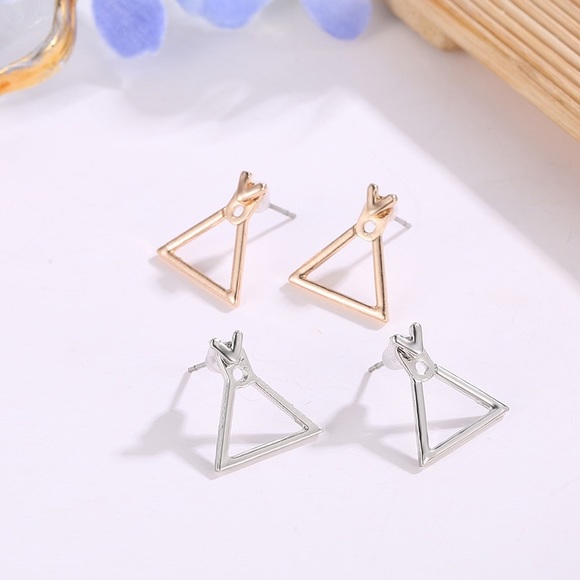 3/$30 Triangle Minimalist Geometric Drop Earrings - Picture 3 of 3